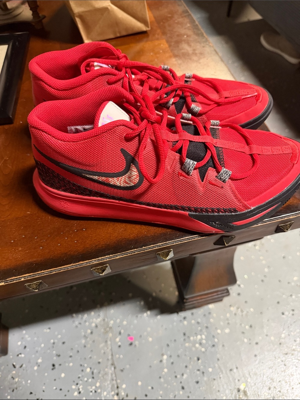 Nike Red Low-Top Athletic Shoes with Black Swoosh